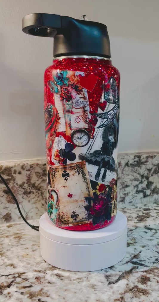 Alice “Madness is a Matter of Perspective” 32 oz Duo Hydro Bottle EpoxyTumbler – Insulated Stainless Steel Bottle with Lids & Straw