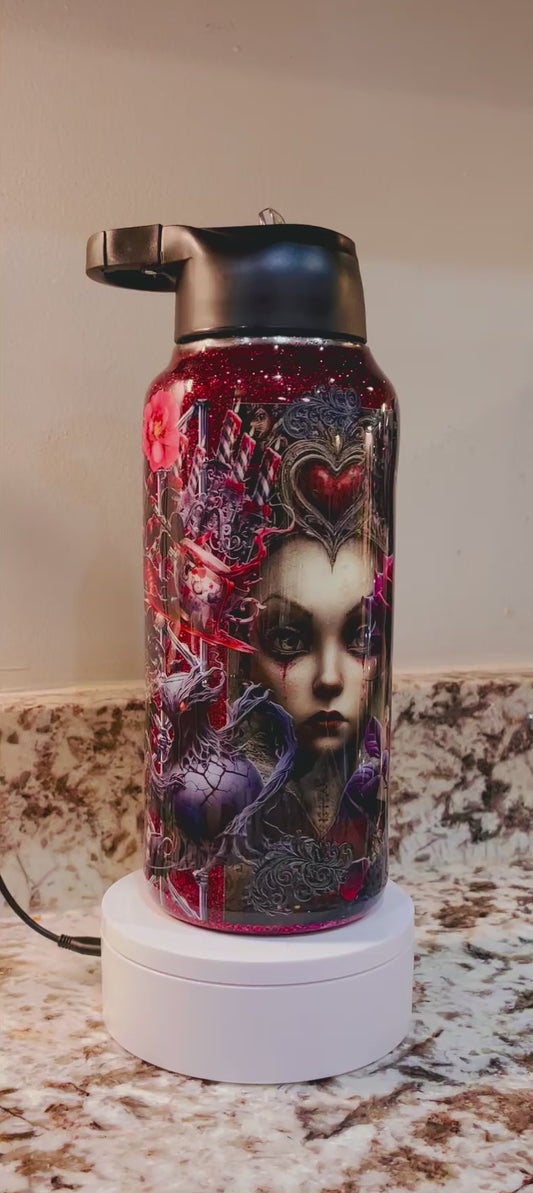 Alice Darkness 32 oz Duo Hydro Bottle EpoxyTumbler – Insulated Stainless Steel Bottle with Lids & Straw