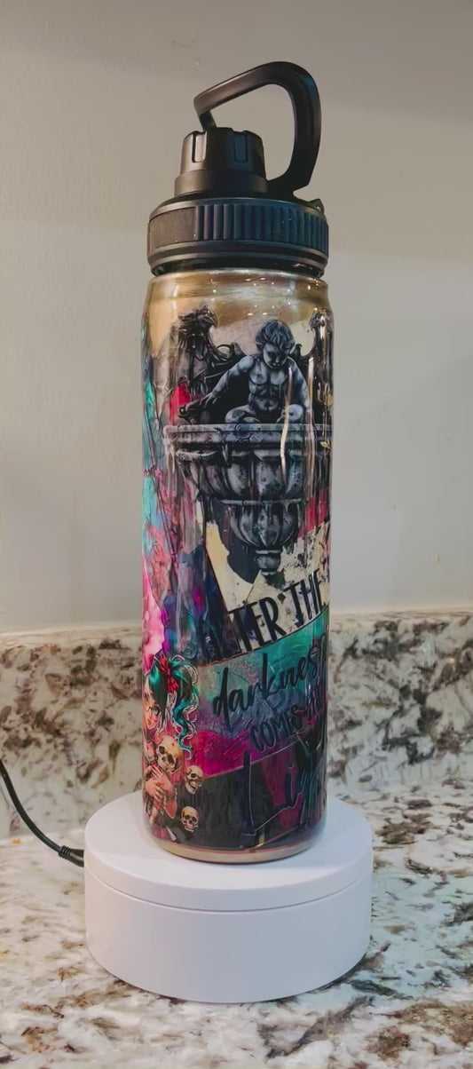 “After The Darkness Comes The Light” 25oz Duo Hydro Bottle EpoxyTumbler – Insulated Stainless Steel Bottle with 2 Lids & Straw