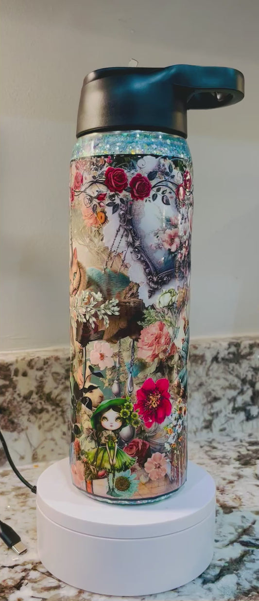 Vintage Alice 25oz Duo Hydro Bottle EpoxyTumbler – Insulated Stainless Steel Bottle with 2 Lids & Straw