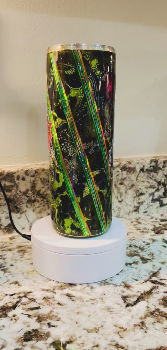 Wasabi Green geode ballerina 20 oz EpoxyTumbler – Insulated Stainless Steel Skinny Cup with Lid & Straw