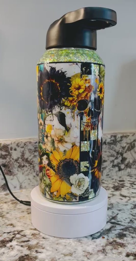 The Deadly Sunflower 32 oz Duo Hydro Bottle EpoxyTumbler – Insulated Stainless Steel Bottle with Lids & Straw