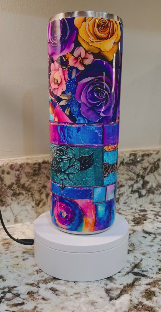 “Let them “ purple/blue 30 oz Epoxy Tumbler – Insulated Stainless Steel Skinny Cup with Lid & Straw