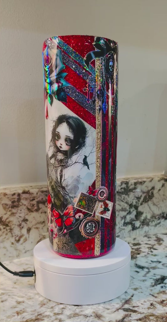 Rose Drop Gothic Dolls 30 oz Epoxy Tumbler – Insulated Stainless Steel Skinny Cup with Lid & Straw