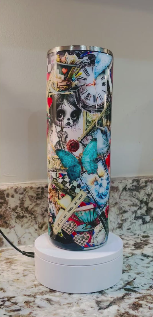 Alice Gone Mad 30 oz Epoxy Tumbler – Insulated Stainless Steel Skinny Cup with Lid & straw