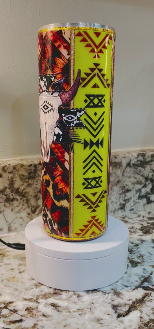 Native Western 20 oz EpoxyTumbler – Insulated Stainless Steel Skinny Cup with Lid & Straw