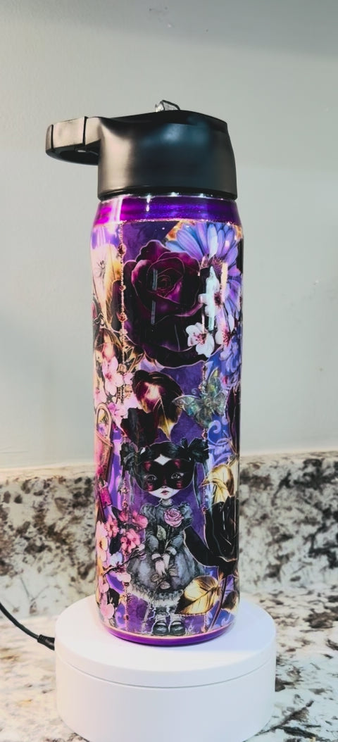 Violet Swirl 25oz Duo Hydro Bottle EpoxyTumbler – Insulated Stainless Steel Bottle with 2 Lids & Straw
