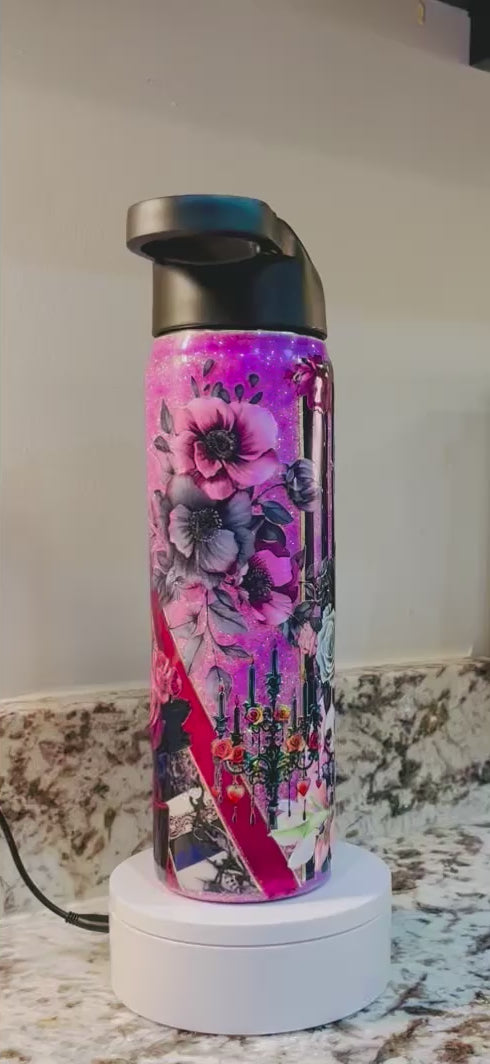 Pink Paradise 25oz Duo Hydro Bottle EpoxyTumbler – Insulated Stainless Steel Bottle with 2 Lids & Straw