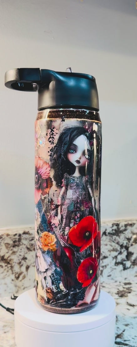 Timeless Pattern 25oz Duo Hydro Bottle EpoxyTumbler – Insulated Stainless Steel Bottle with 2 Lids & Straw