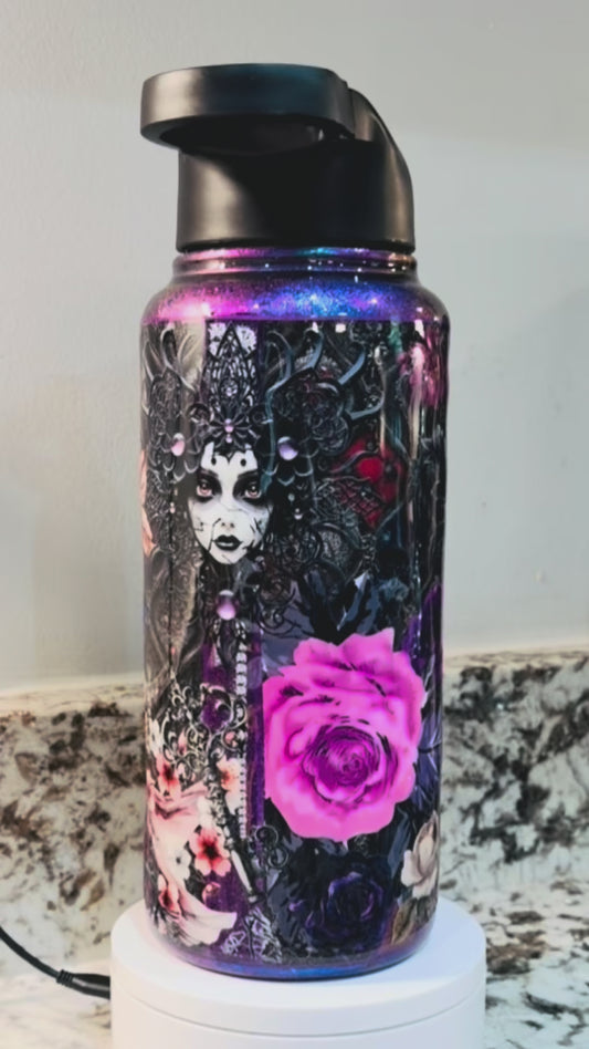 Purple  Darkness 32 oz Duo Hydro Bottle EpoxyTumbler – Insulated Stainless Steel Bottle with Lids & Straw