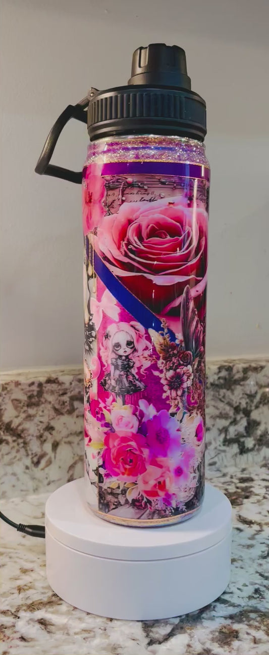 Pretty in Pink 25oz Duo Hydro Bottle EpoxyTumbler – Insulated Stainless Steel Bottle with Lids & Straw