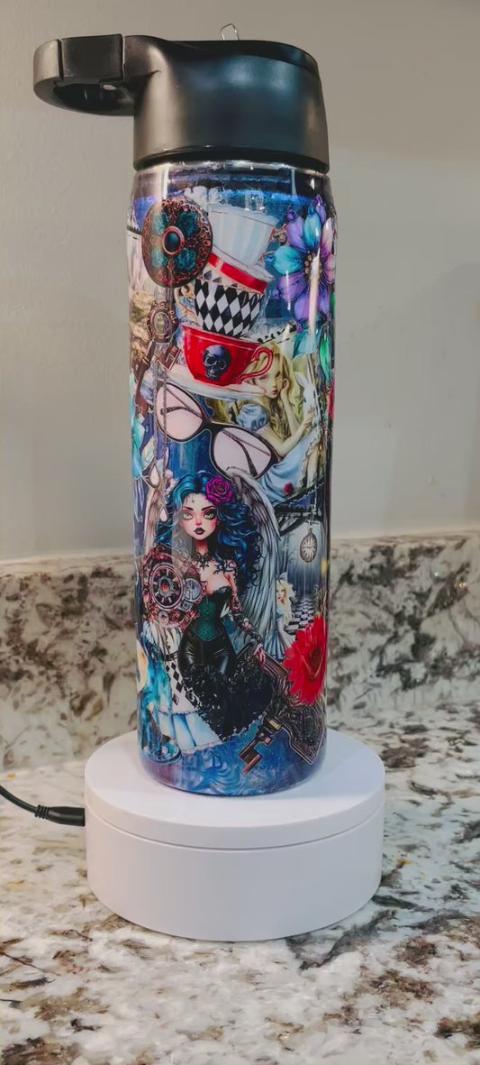 Alice “Blue Eyes” 25oz Duo Hydro Bottle EpoxyTumbler – Insulated Stainless Steel Bottle with 2 Lids & Straw
