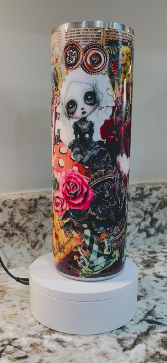 Alice “We’re Mad Here” 30 oz Epoxy Tumbler – Insulated Stainless Steel Skinny Cup with Lid & straw