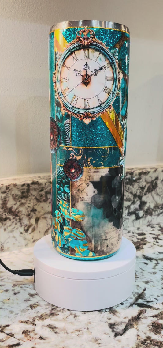 Teal geode 30oz Epoxy Tumbler – Insulated Stainless Steel Skinny Cup with Lid & Straw