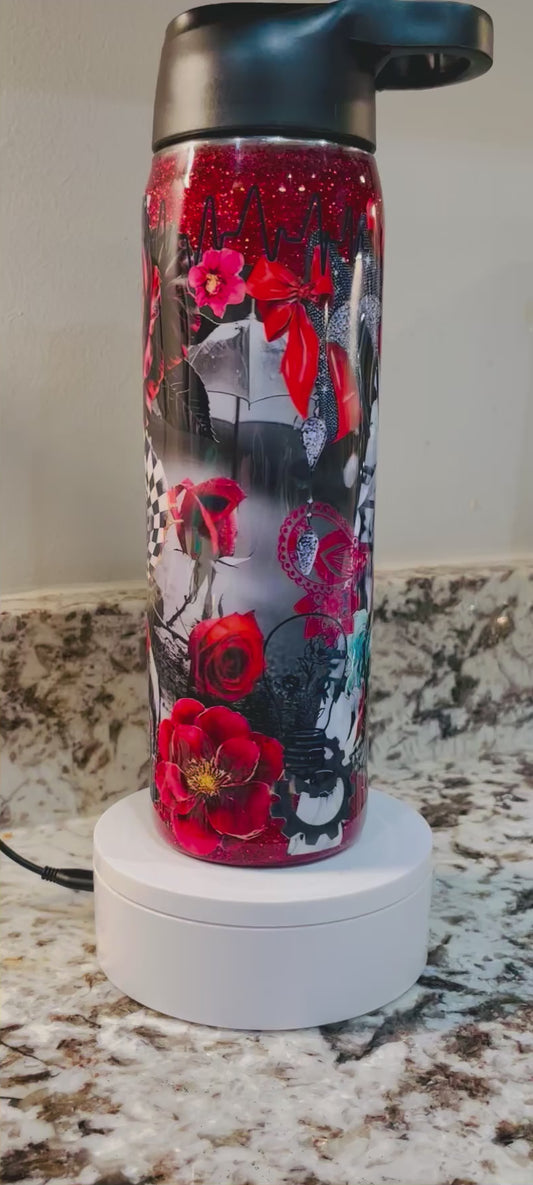 Red Rose Stilettos 25oz Duo Hydro Bottle EpoxyTumbler – Insulated Stainless Steel Bottle with 2 Lids & Straw