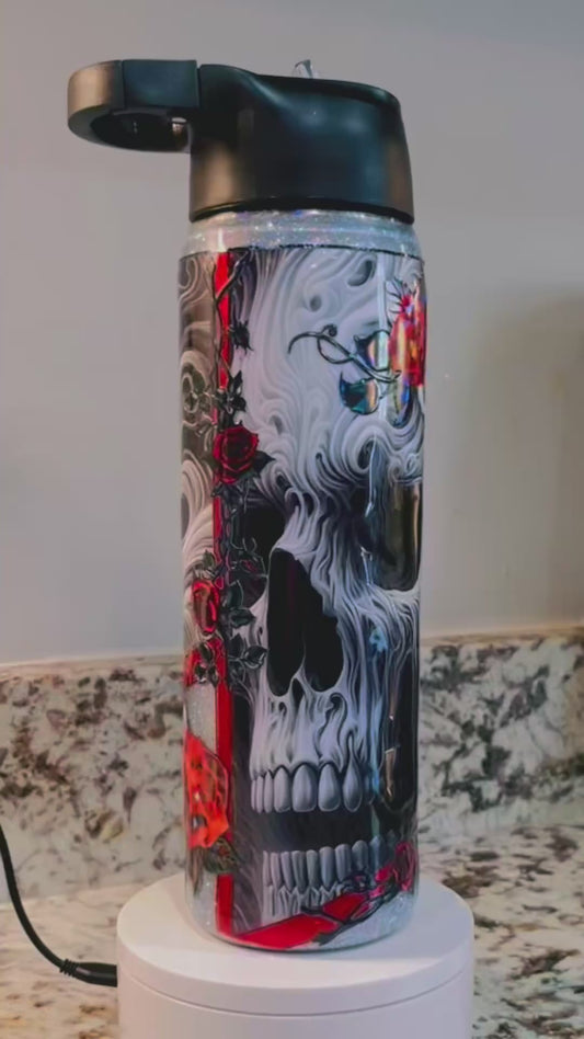 Skull Dream 25oz Duo Hydro Bottle EpoxyTumbler – Insulated Stainless Steel Bottle with 2 Lids & Straw