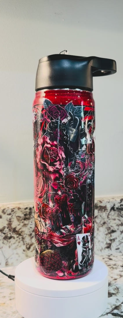Alice Played 25oz Duo Hydro Bottle EpoxyTumbler – Insulated Stainless Steel Bottle with 2 Lids & Straw