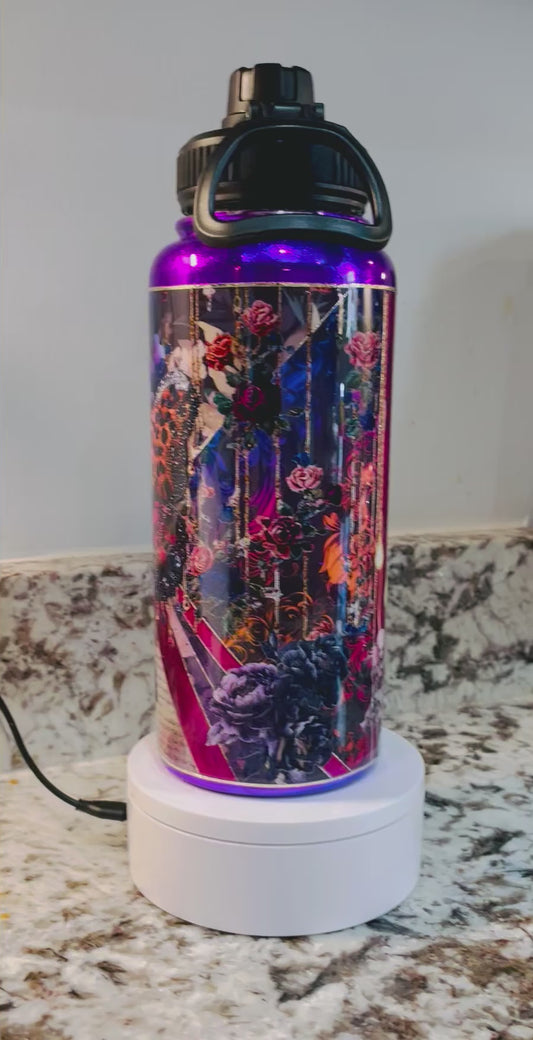 “Stay Purple” 32 oz Duo Hydro Bottle EpoxyTumbler – Insulated Stainless Steel Bottle with Lids & Straw