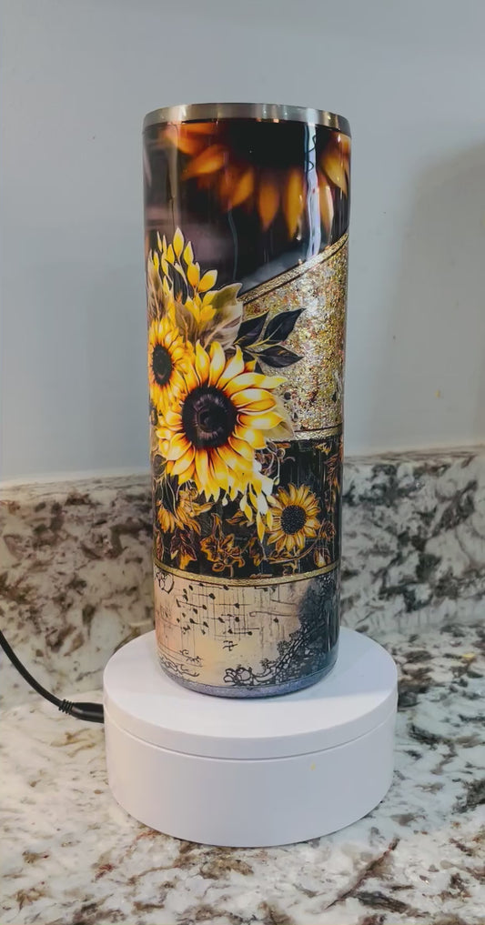 Sunflowers 20 oz EpoxyTumbler – Insulated Stainless Steel Skinny Cup with Lid & Straw