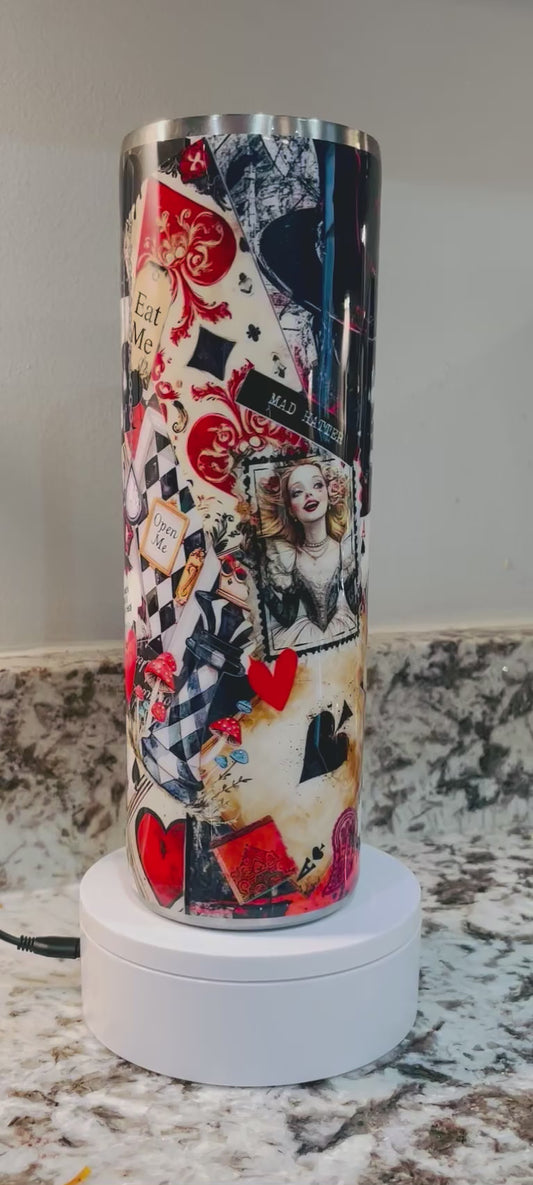 Alice “Drink Me” 30 oz Epoxy Tumbler – Insulated Stainless Steel Skinny Cup with Lid & straw