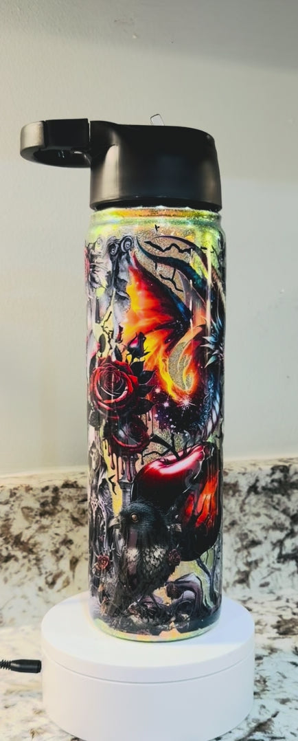 Scream 25oz Duo Hydro Bottle EpoxyTumbler – Insulated Stainless Steel Bottle with 2 Lids & Straw