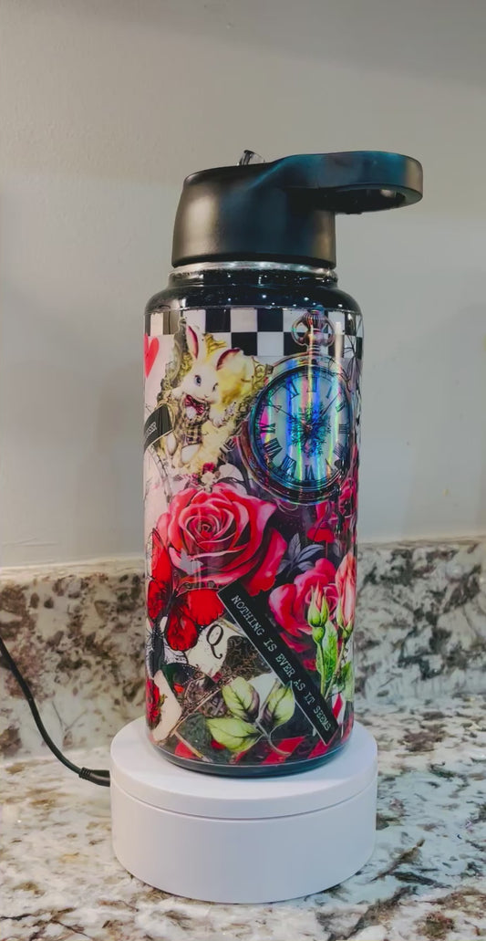 Alice “Nothing is Ever As It Seems” 32 oz Duo Hydro Bottle EpoxyTumbler – Insulated Stainless Steel Bottle with Lids & Straw