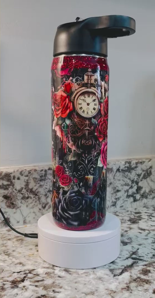 The One Red Rose 25oz Duo Hydro Bottle EpoxyTumbler – Insulated Stainless Steel Bottle with 2 Lids & Straw