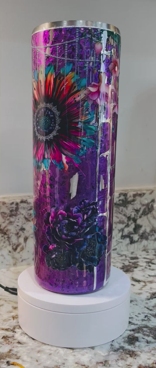 Purple Leopard Silver Ladder 30 oz Epoxy Tumbler – Insulated Stainless Steel Skinny Cup with Lid & straw