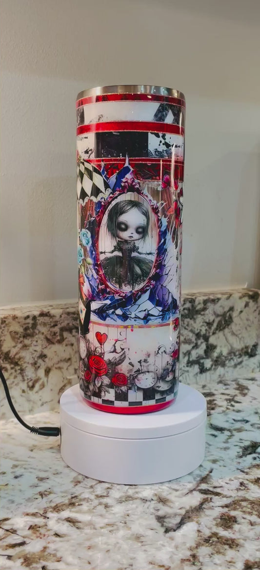 Alice Framed Gothic Doll 30 oz Epoxy Tumbler – Insulated Stainless Steel Skinny Cup with Lid & Straw