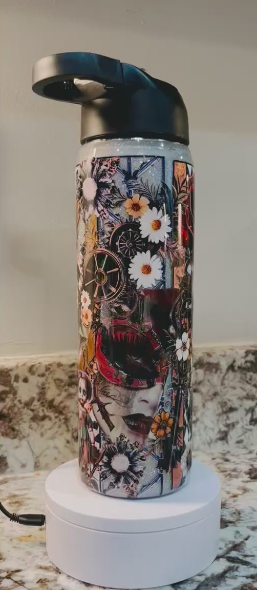 Masked Lashes Again 25oz Duo Hydro Bottle EpoxyTumbler – Insulated Stainless Steel Bottle with 2 Lids & Straw